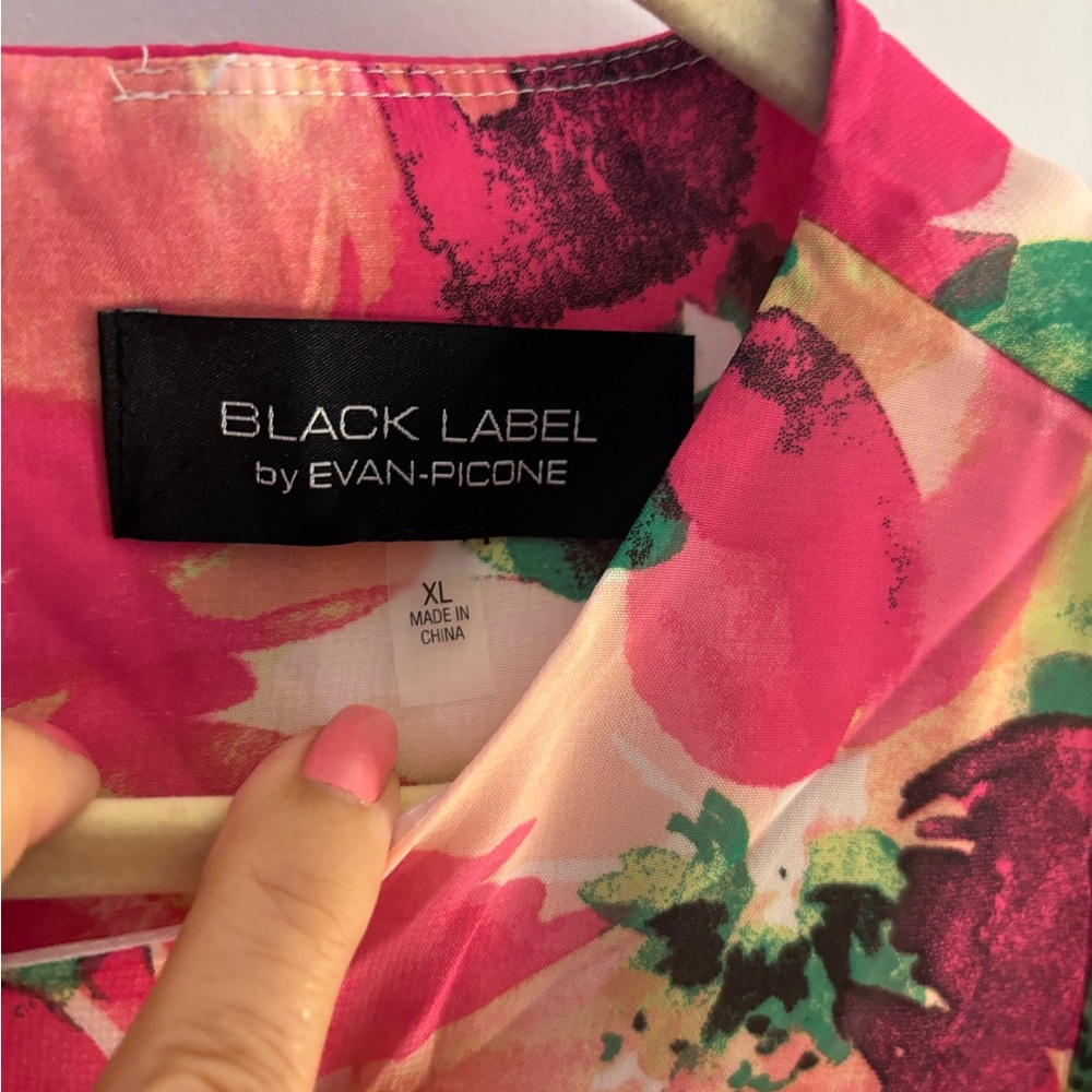 Evan Picone Black Label Floral Print Ruffle Sleeve Blouse Sz XL $59 - Picture 7 of 8